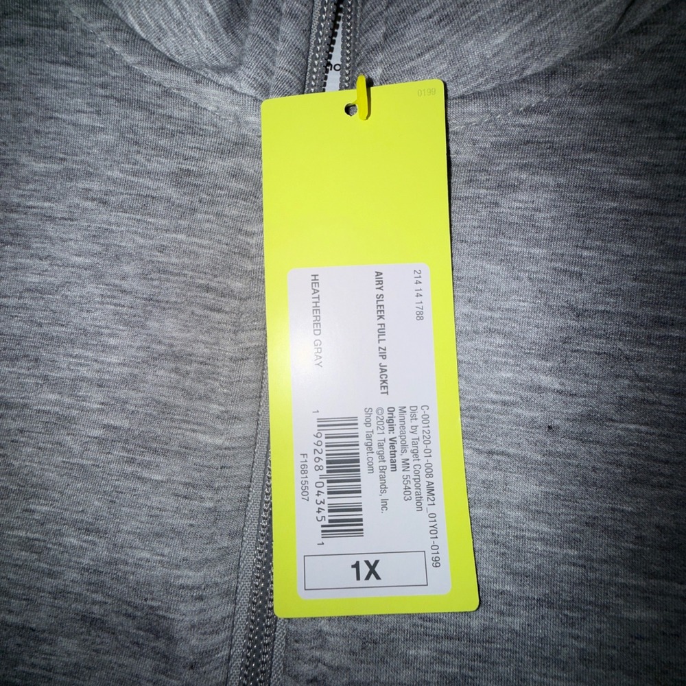 All In Motion Airy Sleek Full Zip Jacket Women 1X NWT Heathered Gray Activewear - Picture 2 of 8